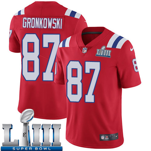 Men New England Patriots #87 Gronkowski red Nike Vapor Untouchable Limited 2019 Super Bowl LIII NFL Jerseys->los angeles rams->NFL Jersey